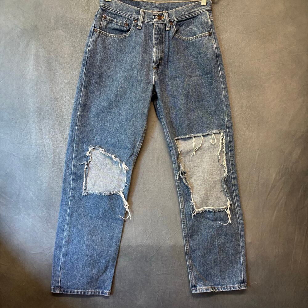 Wrangler Distressed Baggy Skater Jeans 30x30 Y2K Grunge Denim Streetwear Ripped